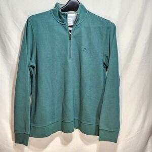 Brooks Brothers Sweater Men's‎ Large Green Half Zip Pullover Embroidered Preppy